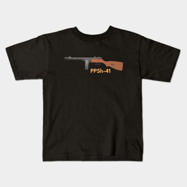 Soviet WW2 PPSh-41 Submachine Gun Kids T-Shirt by NorseTech